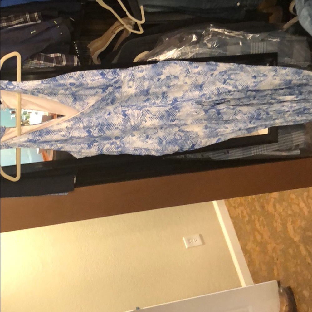 Vicki boutique blue snake skin pattern jumpsuit